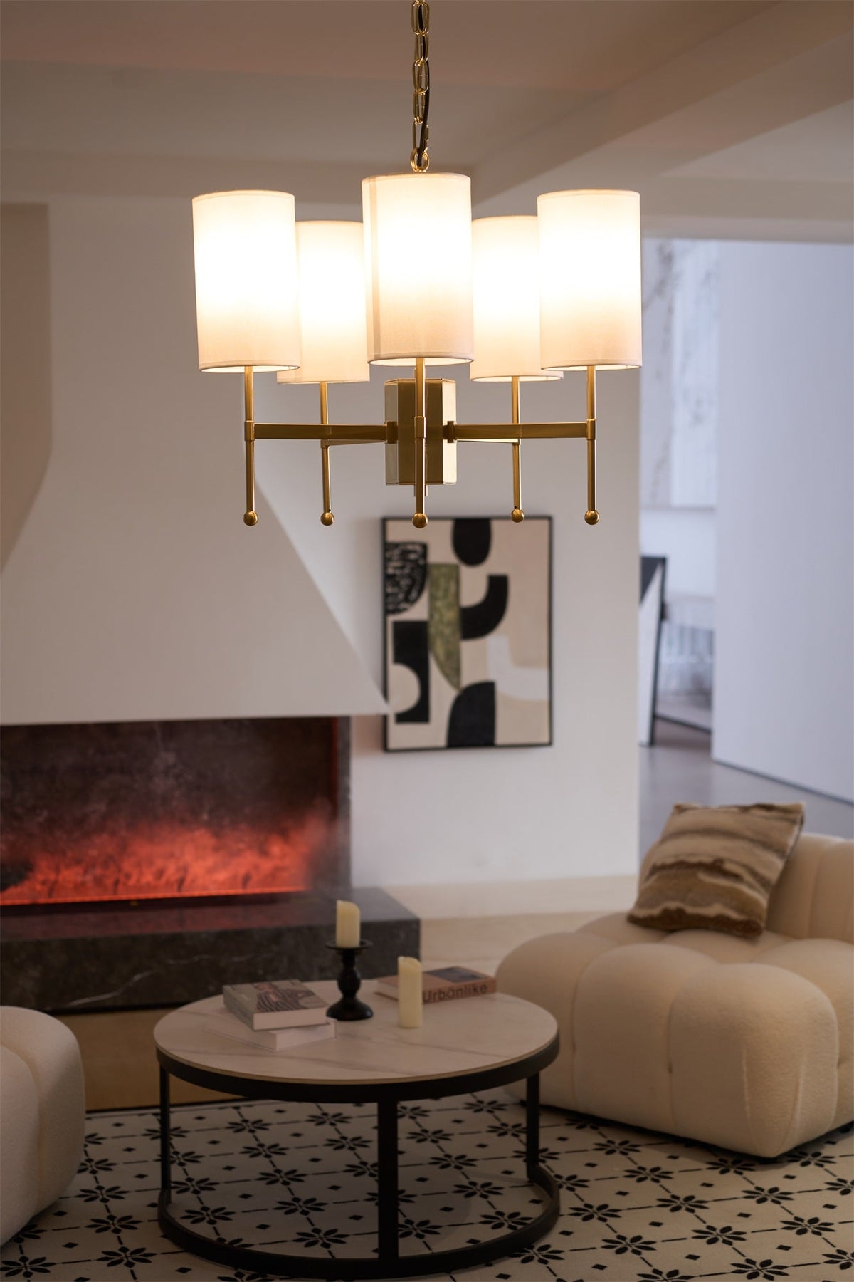 Ulcarisra Chandelier en Tissu Vintage en Laiton - Neutralighting