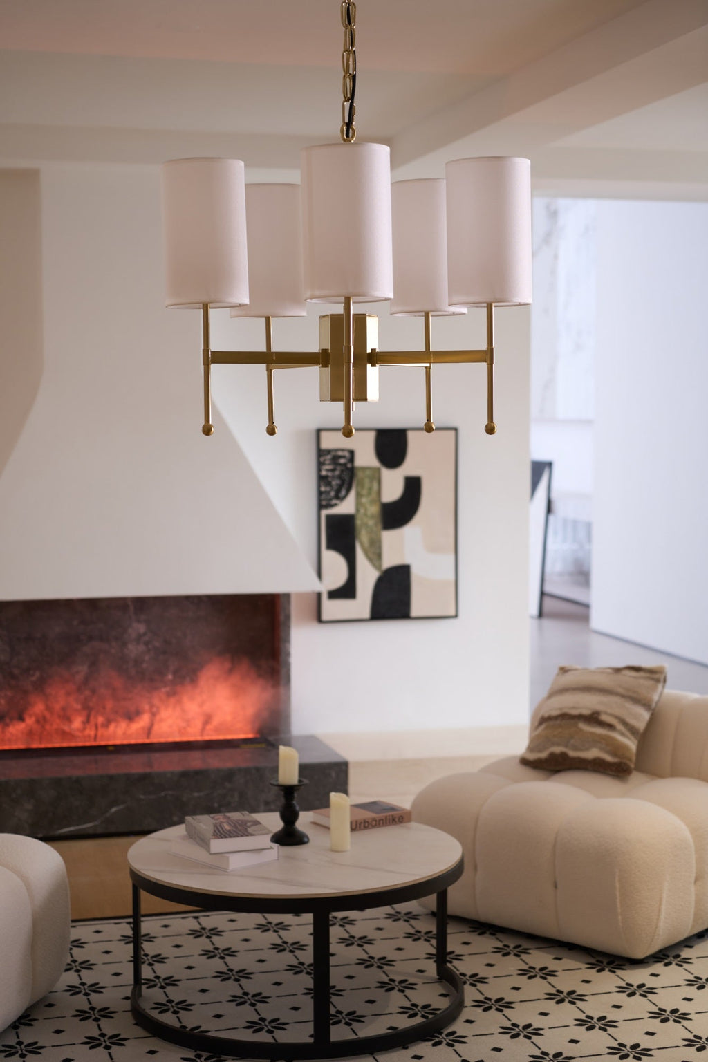 Ulcarisra Chandelier en Tissu Vintage en Laiton - Neutralighting