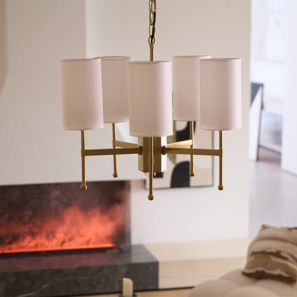 Ulcarisra Chandelier en Tissu Vintage en Laiton - Neutralighting
