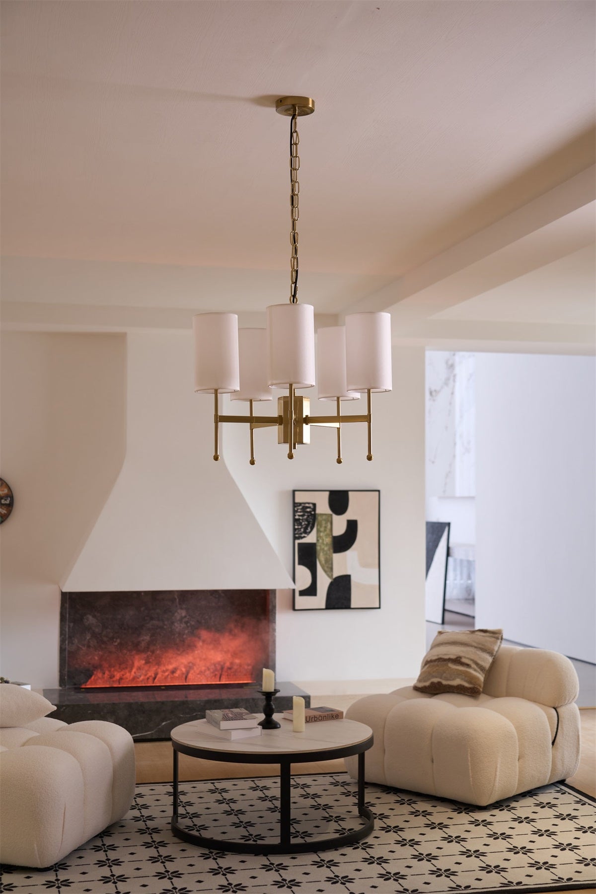Ulcarisra Chandelier en Tissu Vintage en Laiton - Neutralighting