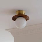 Dune Plafonnier Moderne en Verre Laiton Noyer - Neutralighting