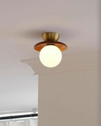 Dune Plafonnier Moderne en Verre Laiton Noyer - Neutralighting