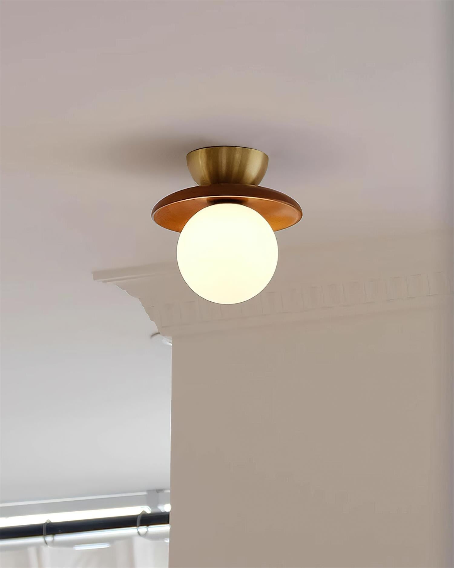 Dune Plafonnier Moderne en Verre Laiton Noyer - Neutralighting