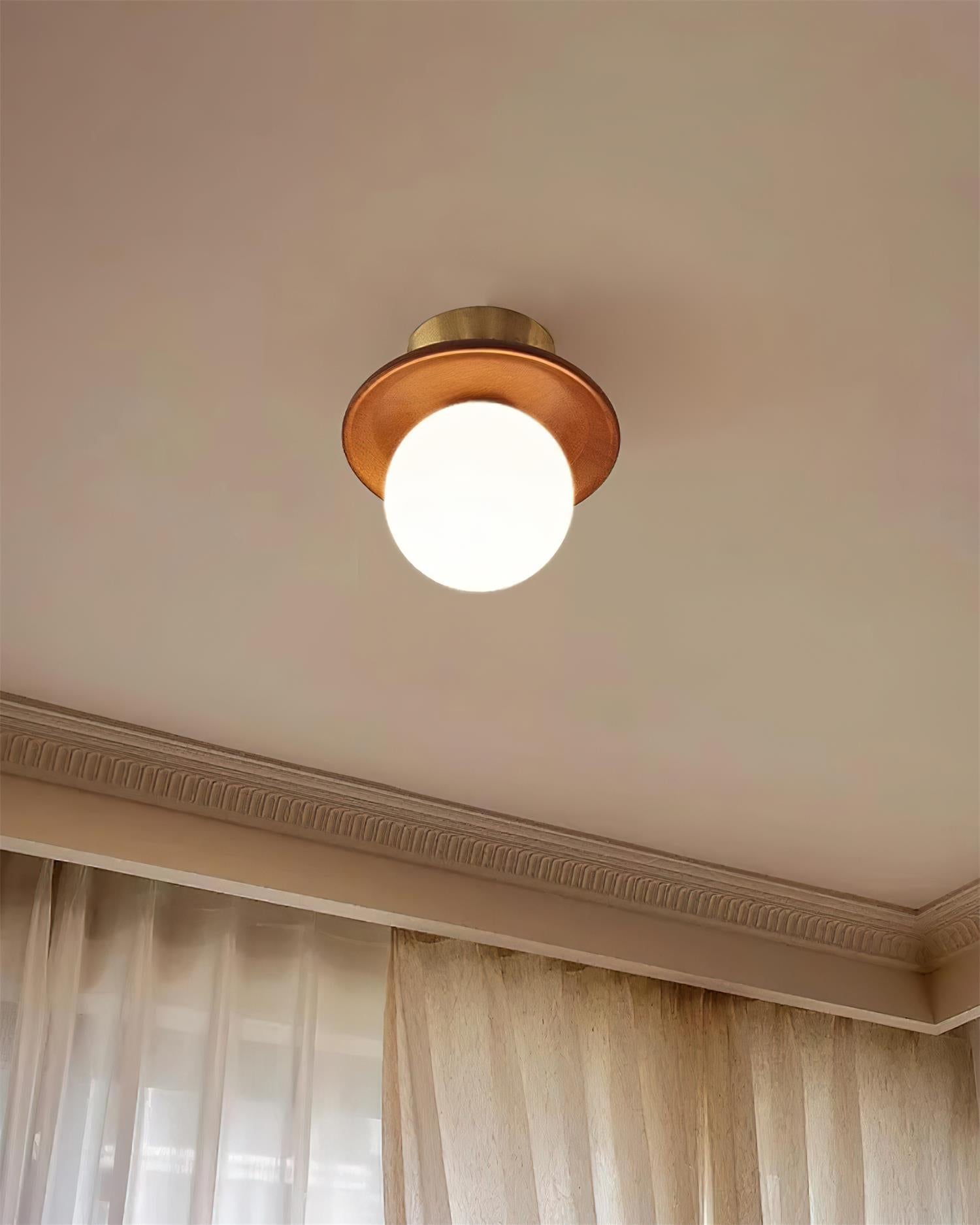 Dune Plafonnier Moderne en Verre Laiton Noyer - Neutralighting