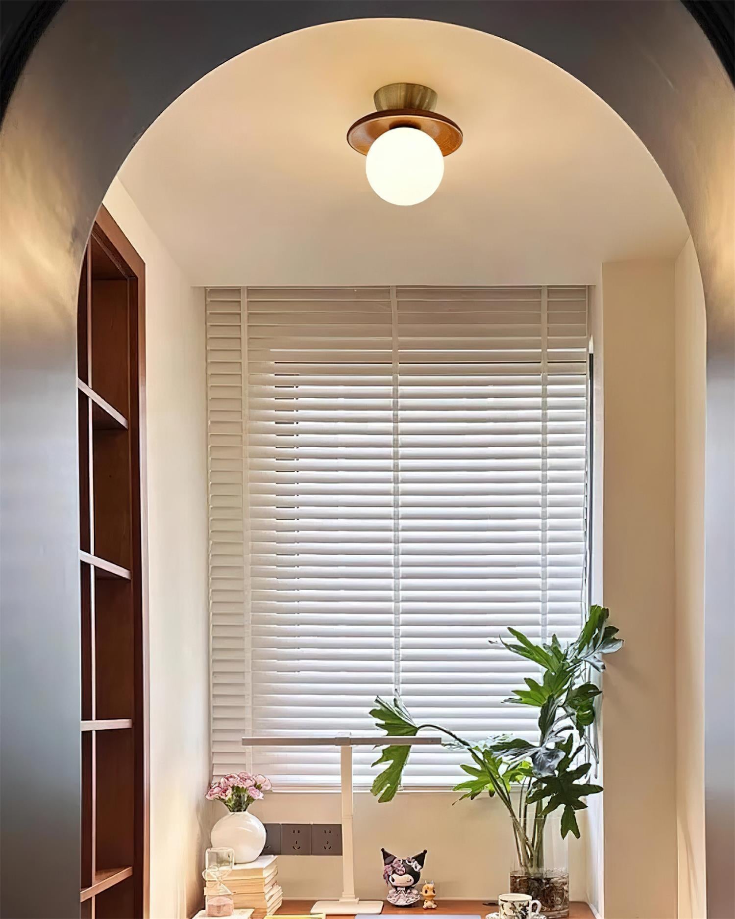 Dune Plafonnier Moderne en Verre Laiton Noyer - Neutralighting