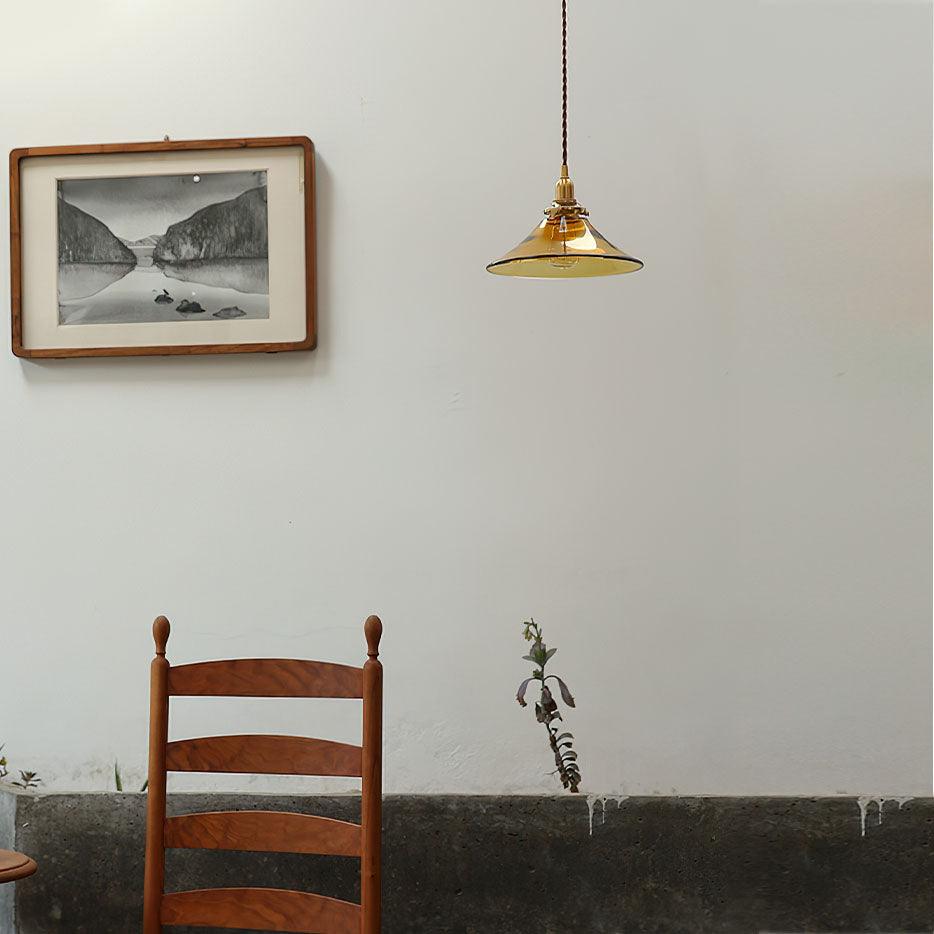 Solara Suspension en Verre Ambre Laiton Vintage - Neutralighting
