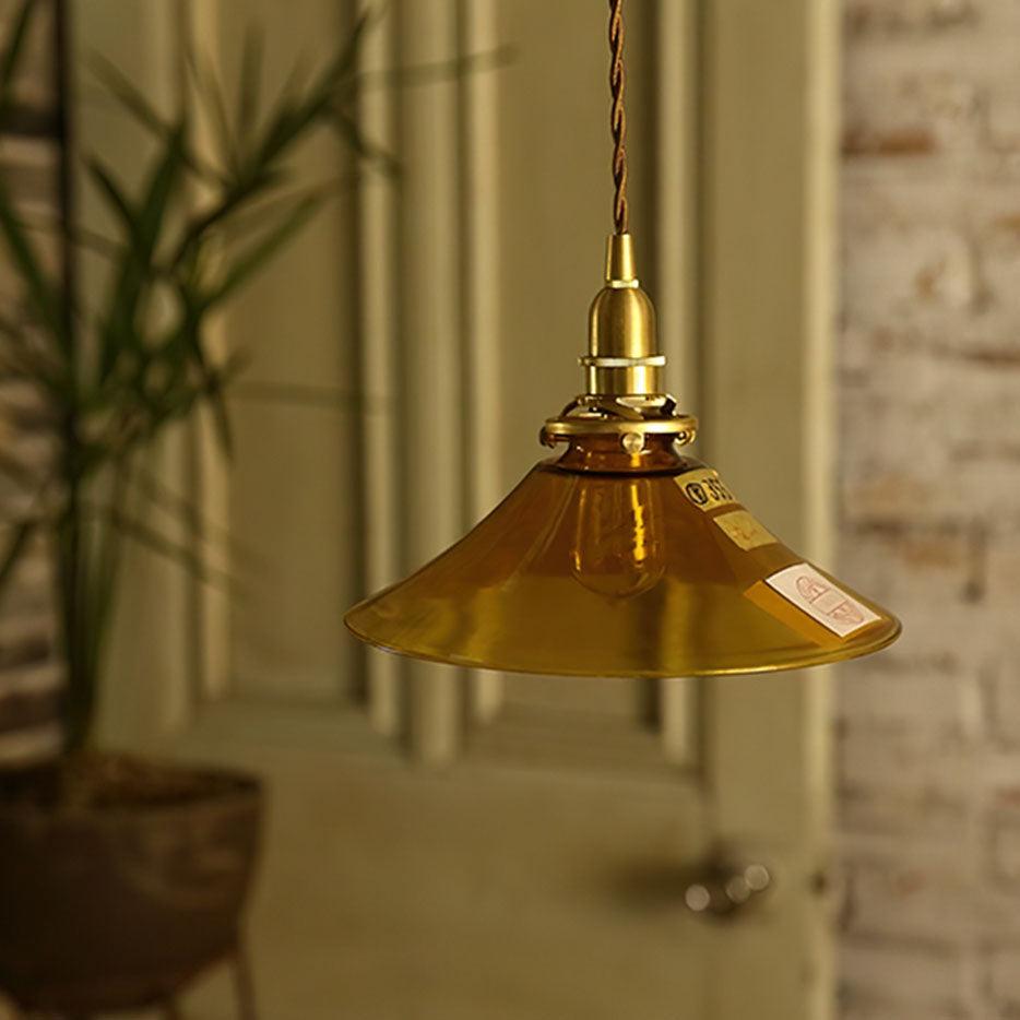 Solara Suspension en Verre Ambre Laiton Vintage - Neutralighting