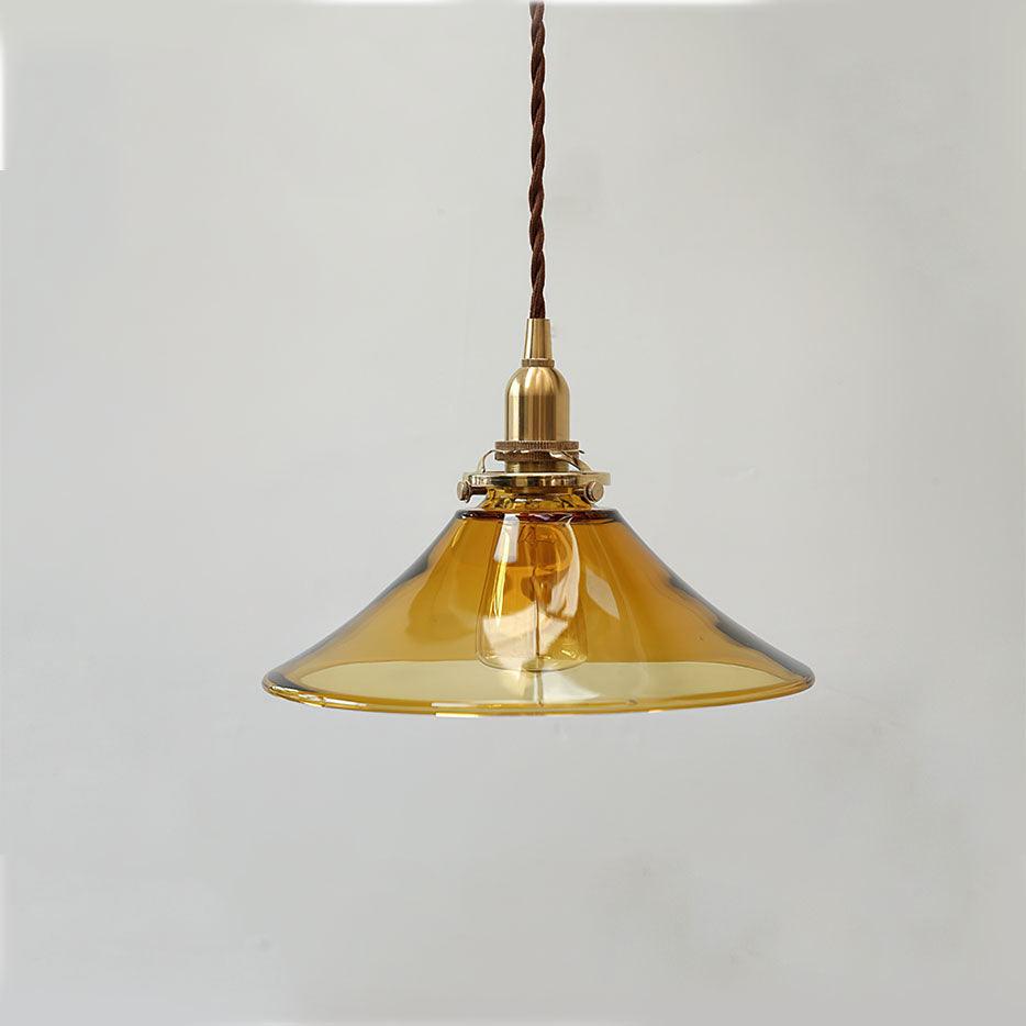 Solara Suspension en Verre Ambre Laiton Vintage - Neutralighting