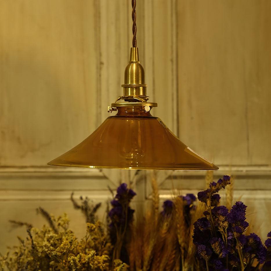 Solara Suspension en Verre Ambre Laiton Vintage - Neutralighting