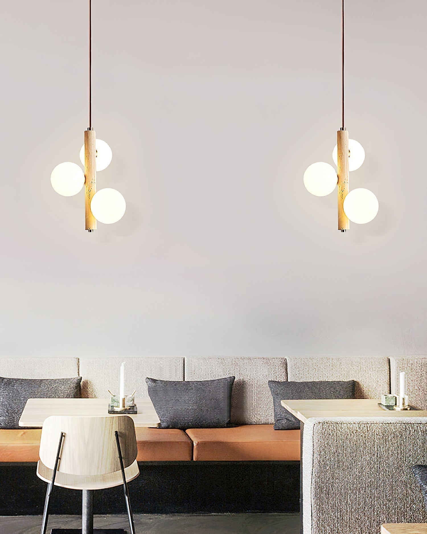 Aursorel Suspension Multi-Globe en Travertin - Neutralighting