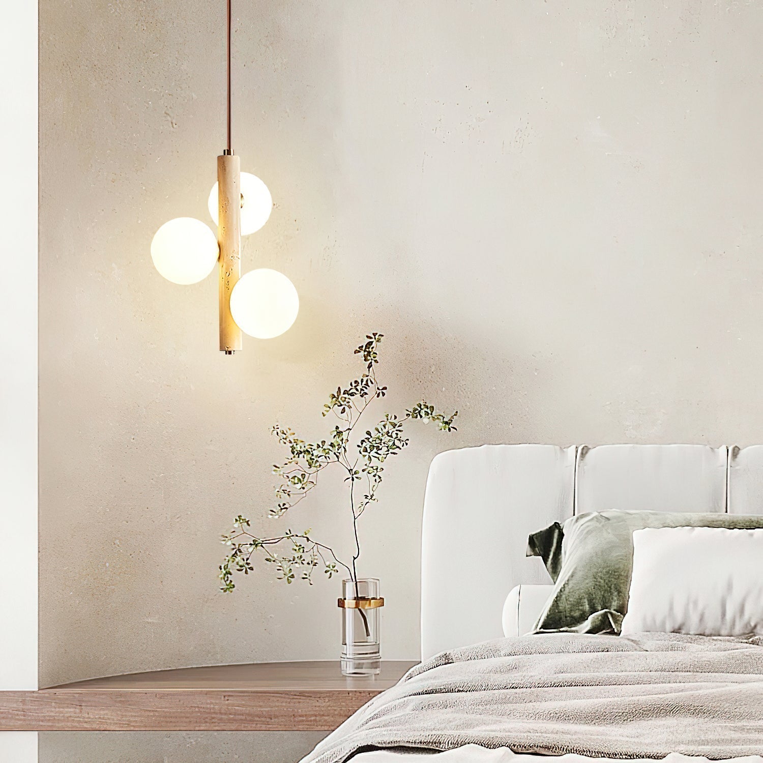 Aursorel Suspension Multi-Globe en Travertin - Neutralighting