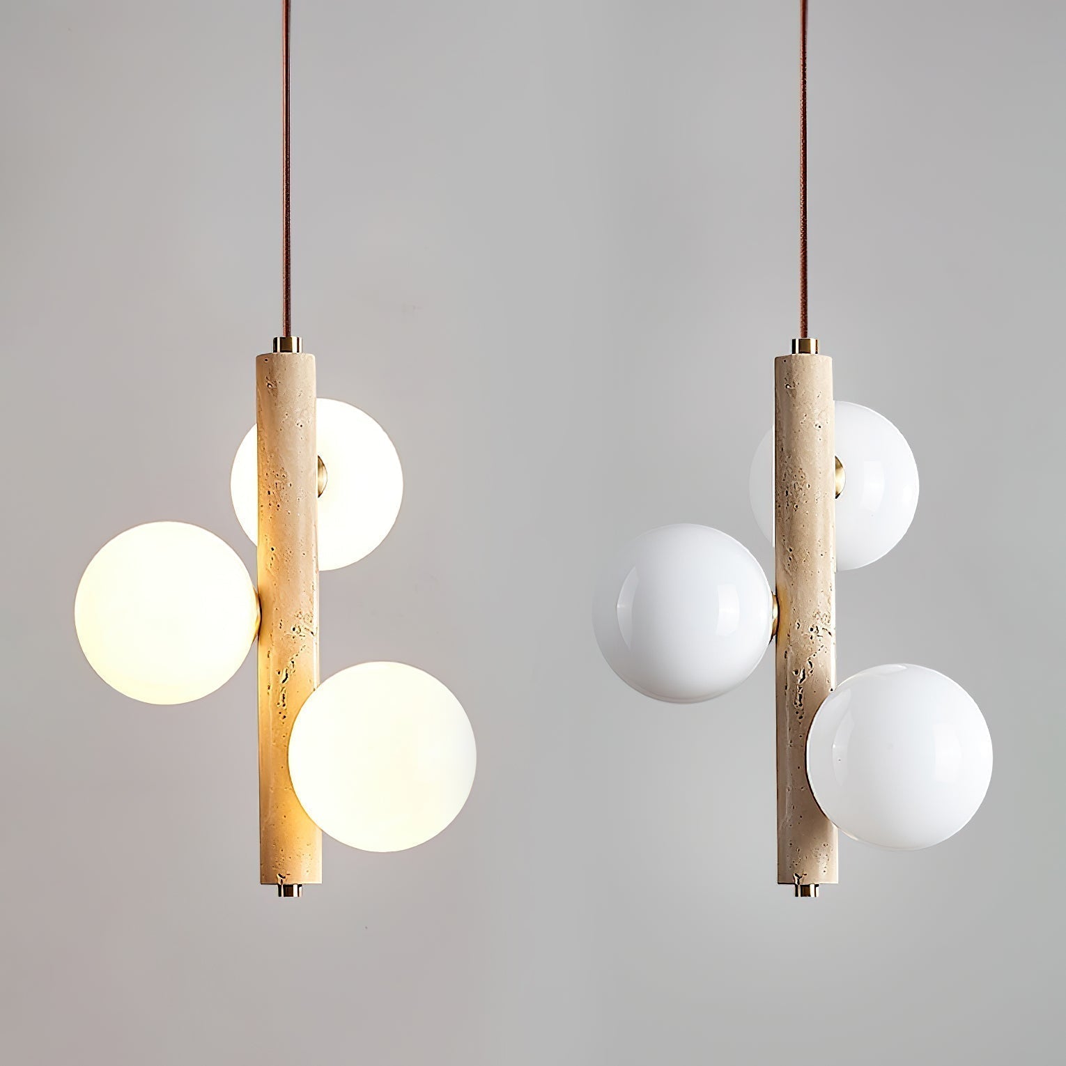 Aursorel Suspension Multi-Globe en Travertin - Neutralighting