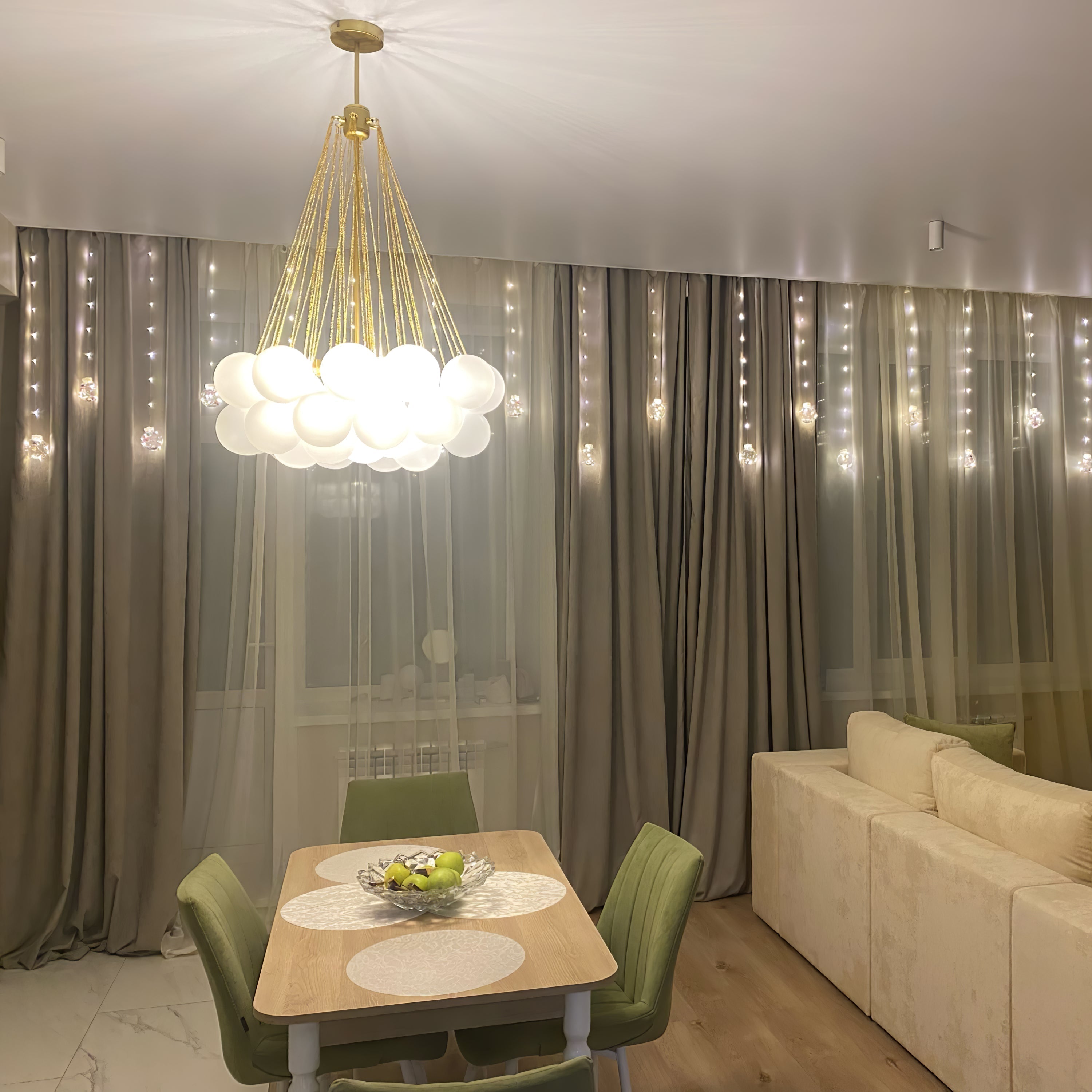 Lustra Chandelier Bulles en Verre Satiné - Neutralighting