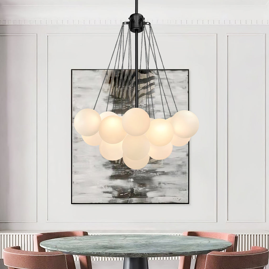 Lustra Chandelier Bulles en Verre Satiné - Neutralighting