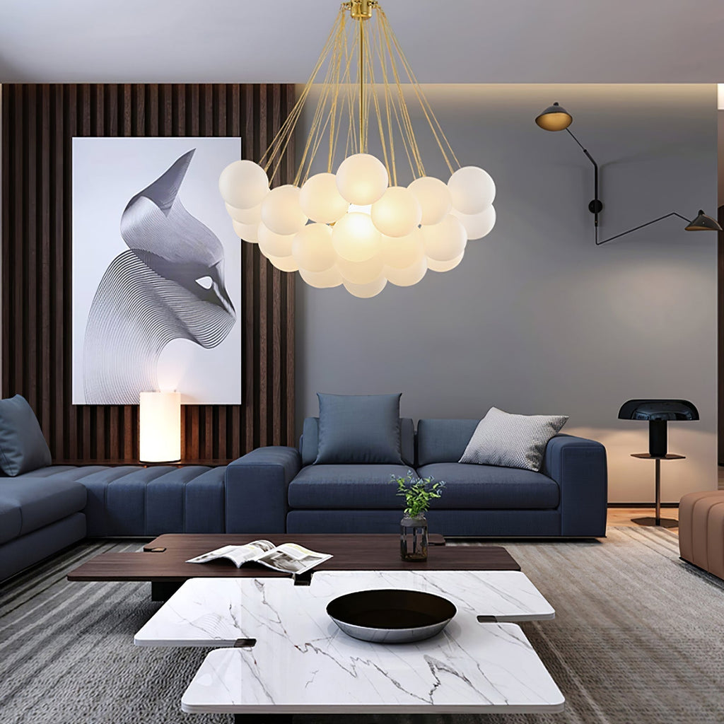 Lustra Chandelier Bulles en Verre Satiné - Neutralighting