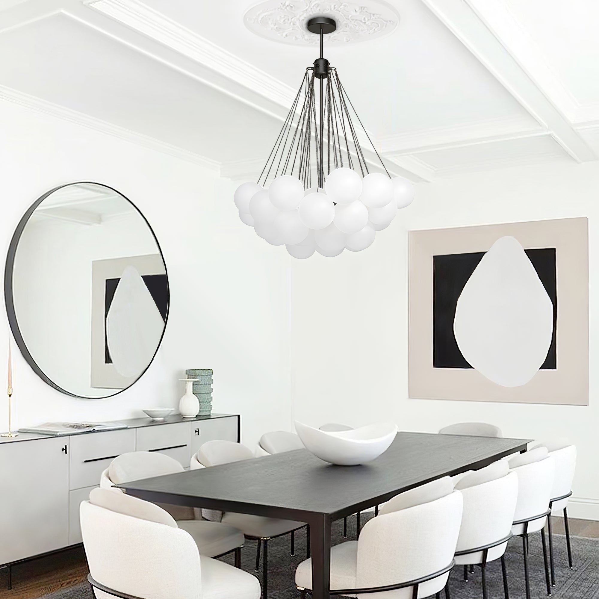 Lustra Chandelier Bulles en Verre Satiné - Neutralighting