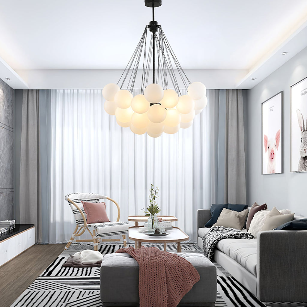 Lustra Chandelier Bulles en Verre Satiné - Neutralighting