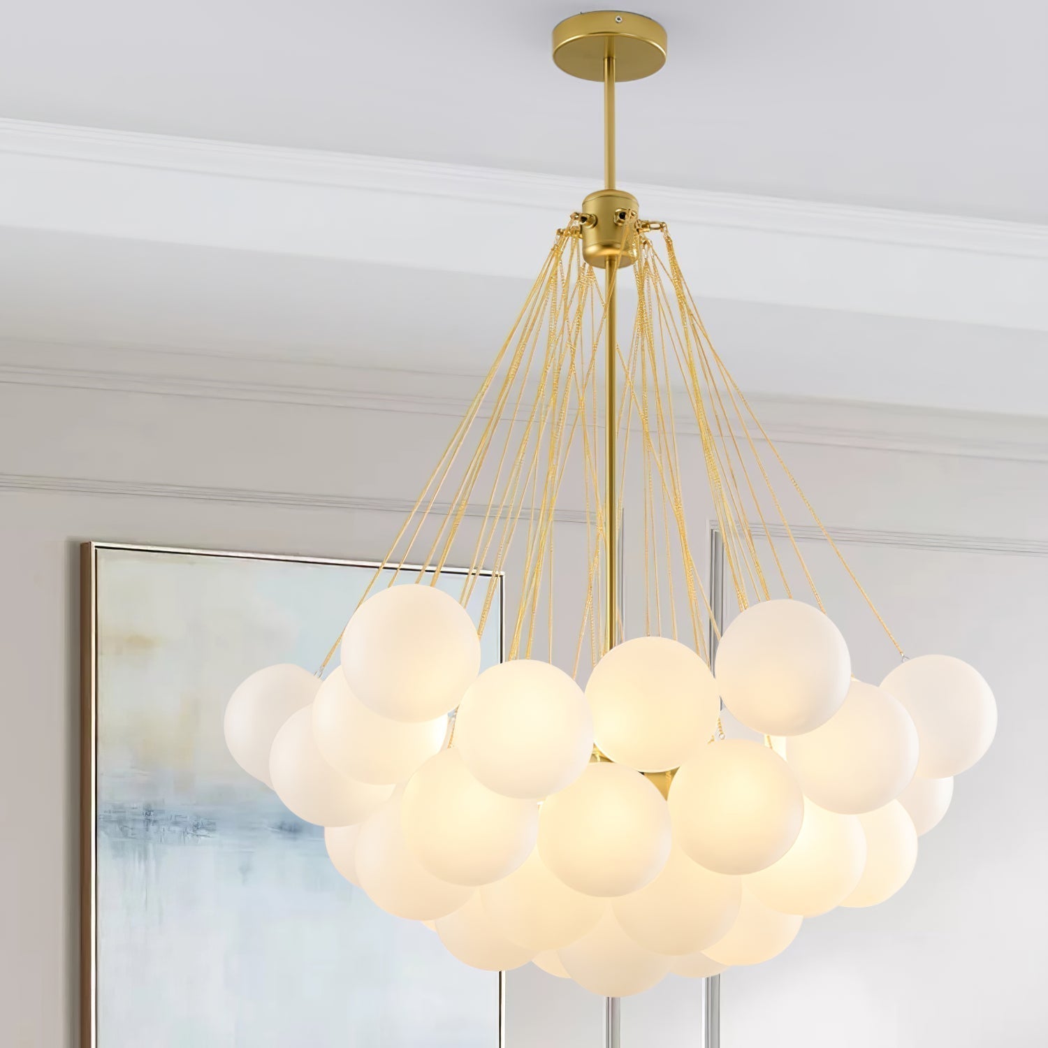 Lustra Chandelier Bulles en Verre Satiné - Neutralighting