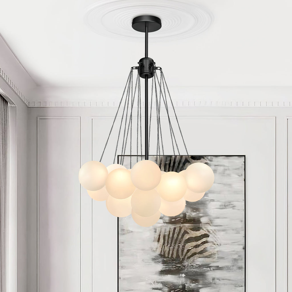 Lustra Chandelier Bulles en Verre Satiné - Neutralighting