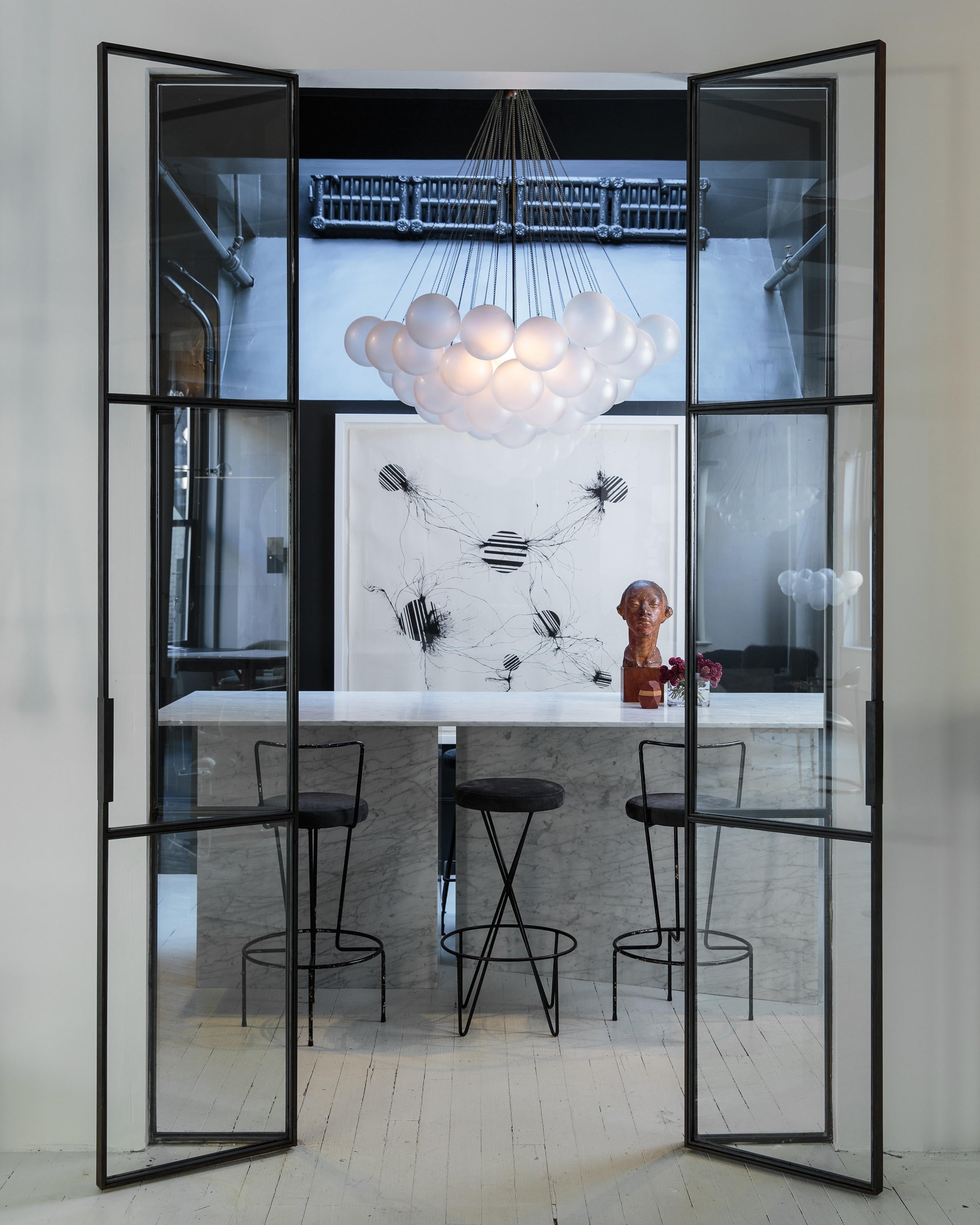 Lustra Chandelier Bulles en Verre Satiné - Neutralighting