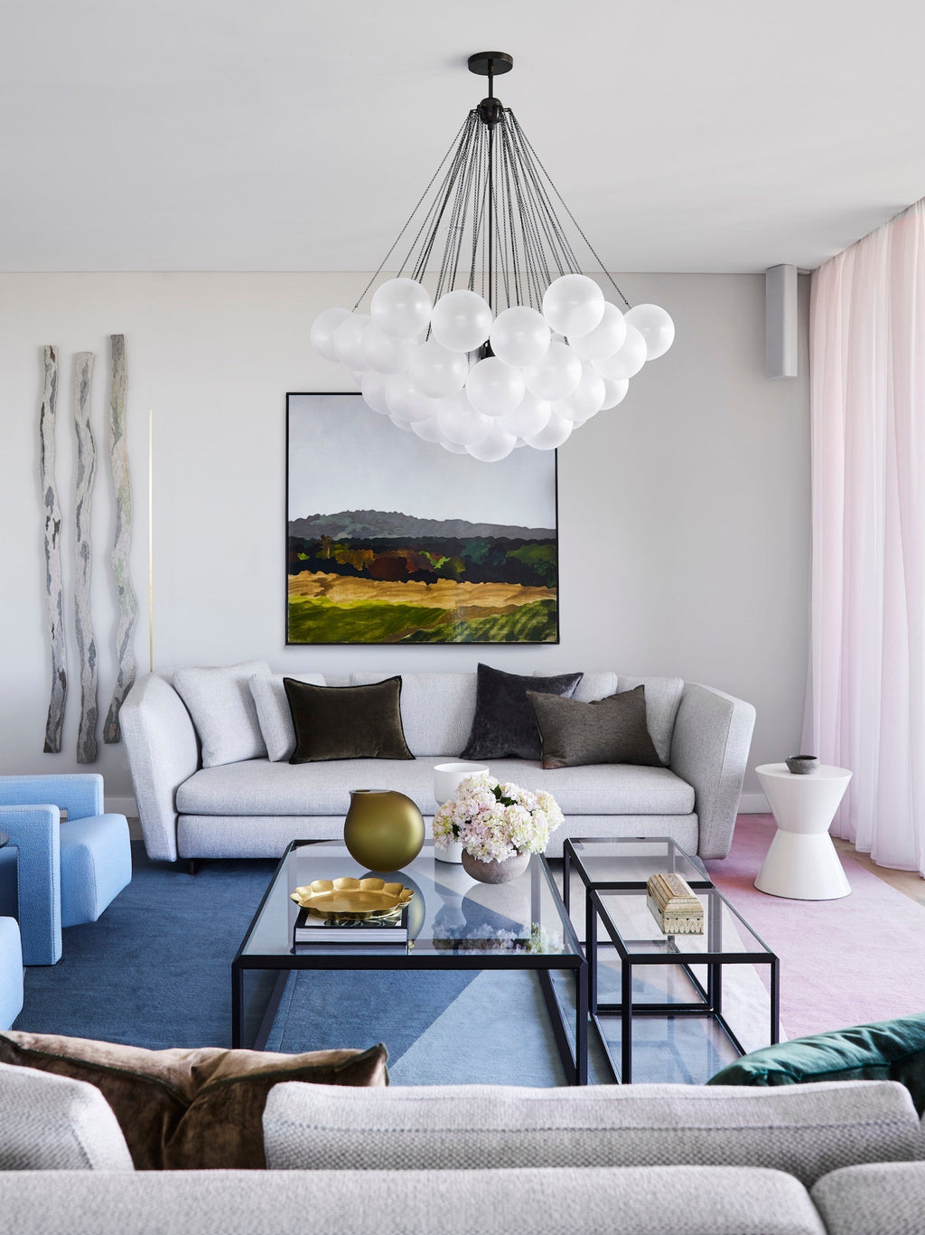 Lustra Chandelier Bulles en Verre Satiné - Neutralighting