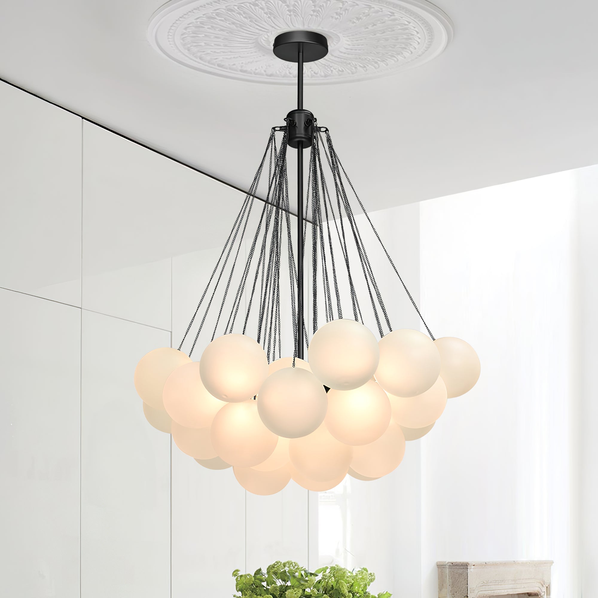 Lustra Chandelier Bulles en Verre Satiné - Neutralighting