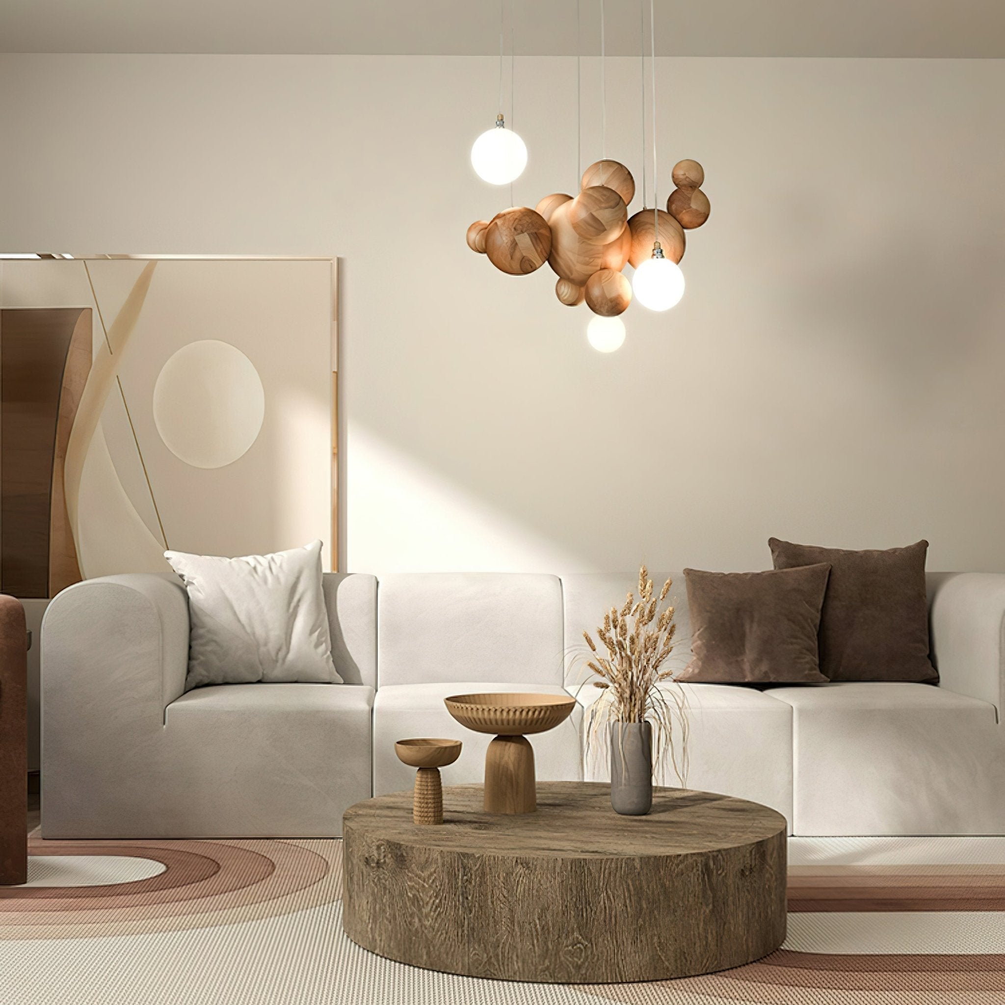 Lustra Chandelier Bois & Acrylique Boule à Bulles en Cluster - Neutralighting