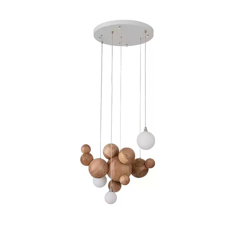 Lustra Chandelier Bois & Acrylique Boule à Bulles en Cluster - Neutralighting