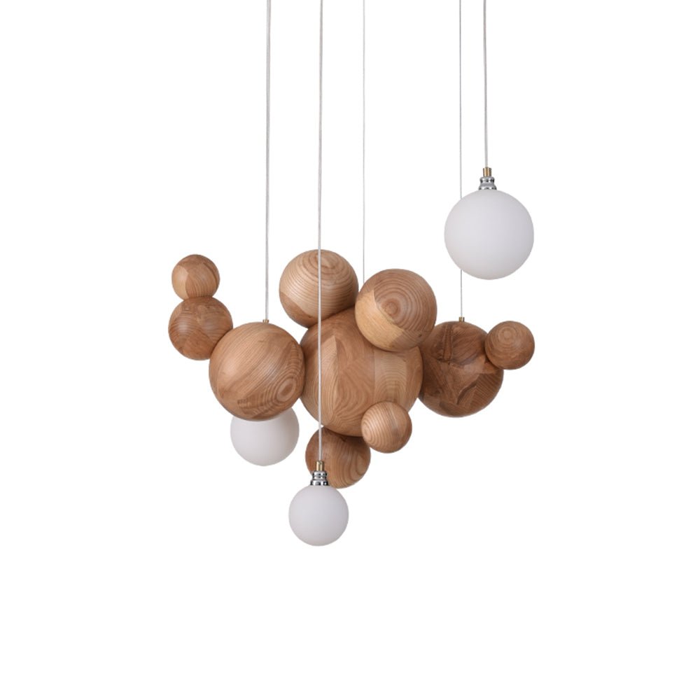 Lustra Chandelier Bois & Acrylique Boule à Bulles en Cluster - Neutralighting