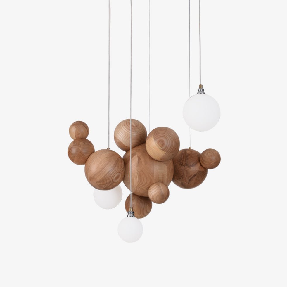 Lustra Chandelier Bois & Acrylique Boule à Bulles en Cluster - Neutralighting