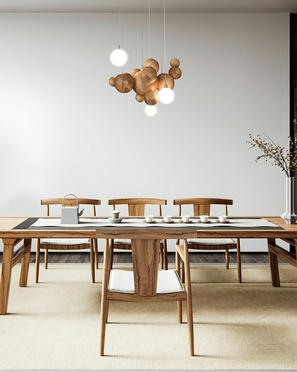 Lustra Chandelier Bois & Acrylique Boule à Bulles en Cluster - Neutralighting