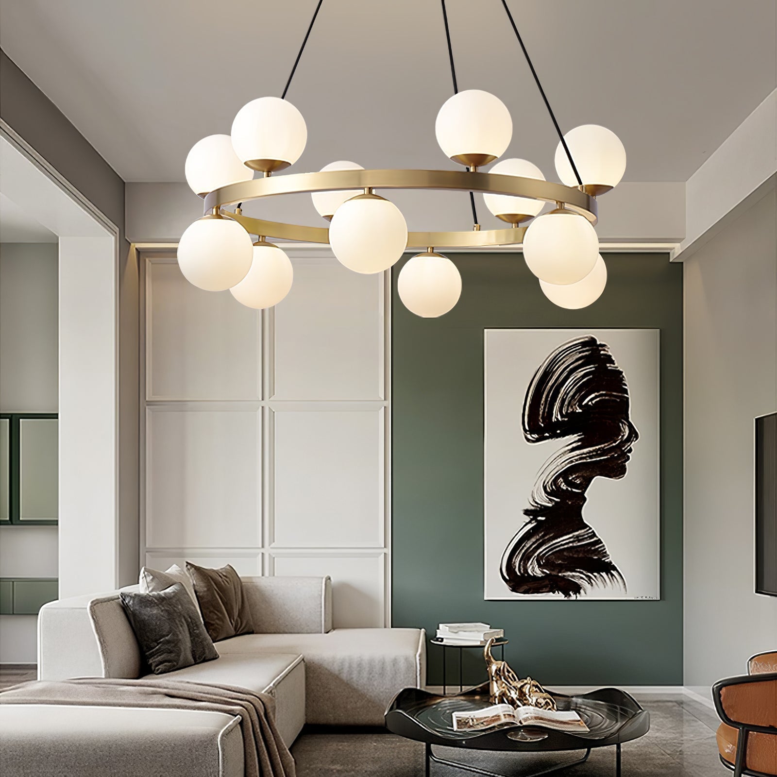 Lustra Chandelier Globe Anneau en Laiton - Neutralighting