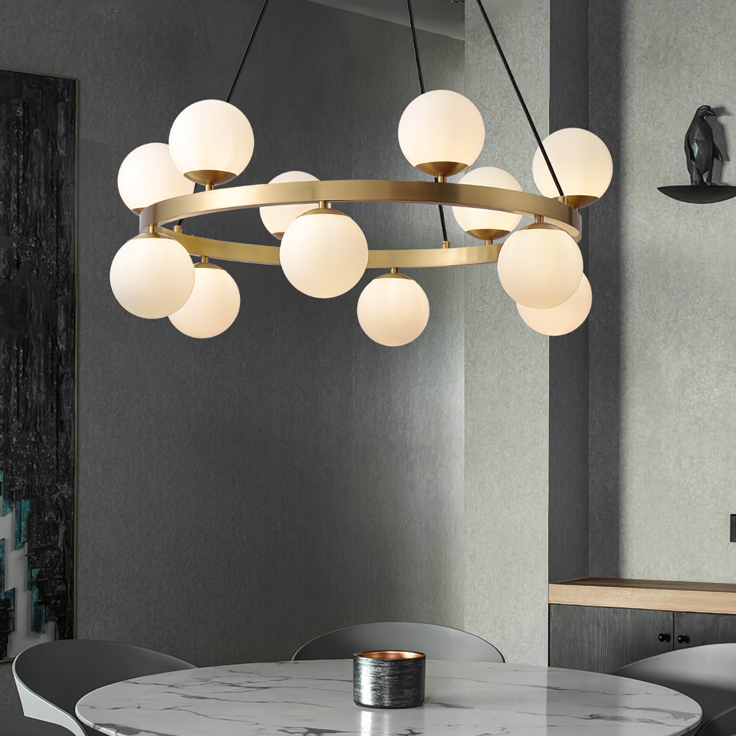 Lustra Chandelier Globe Anneau en Laiton - Neutralighting