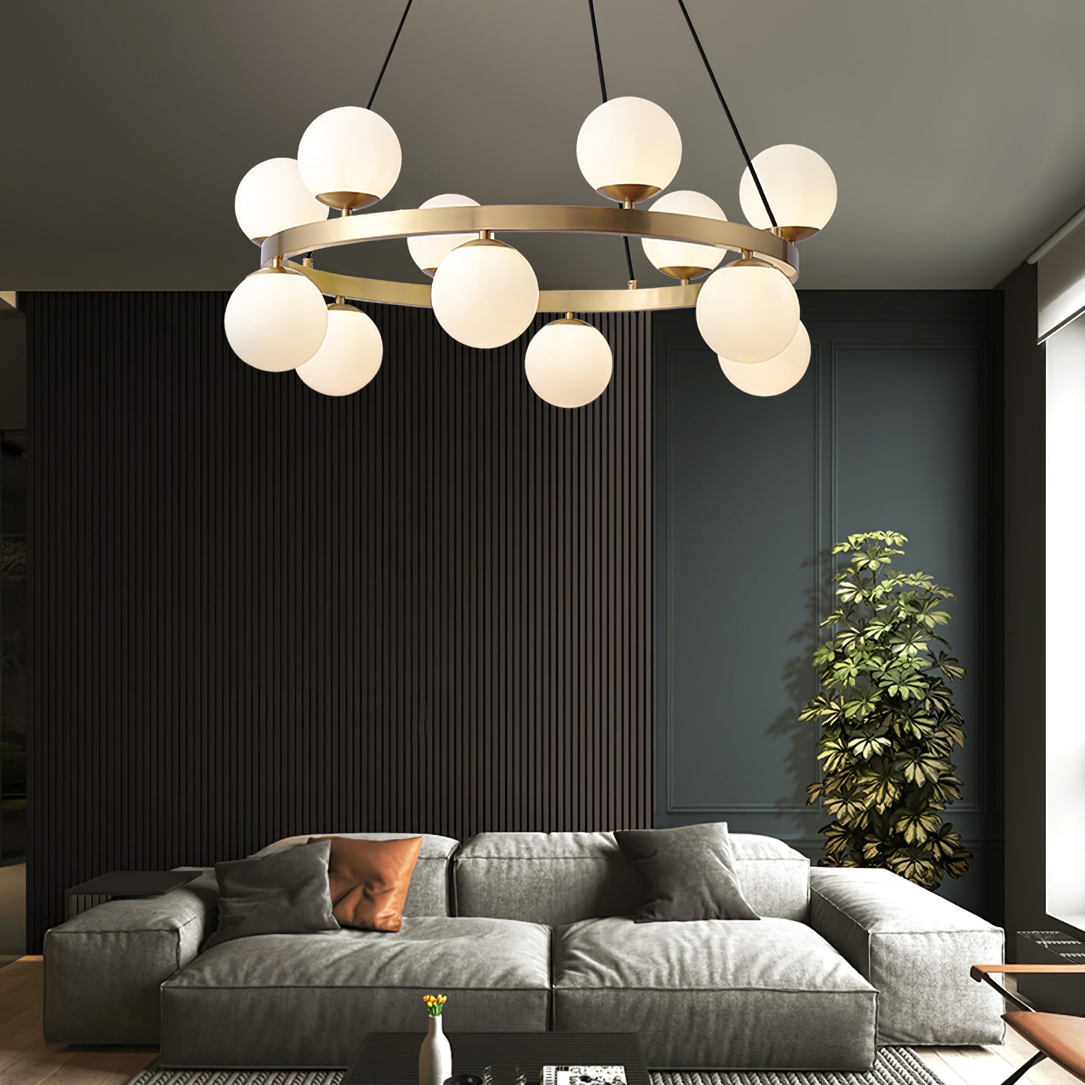 Lustra Chandelier Globe Anneau en Laiton - Neutralighting