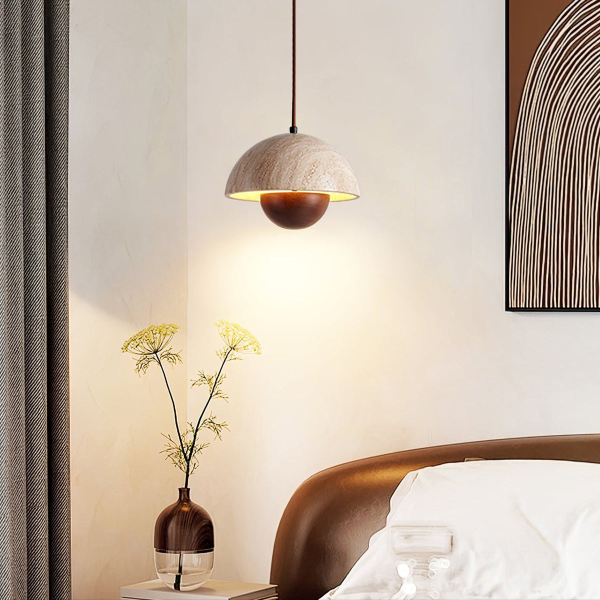 Ersile Suspension en Bois et Travertin - Neutralighting