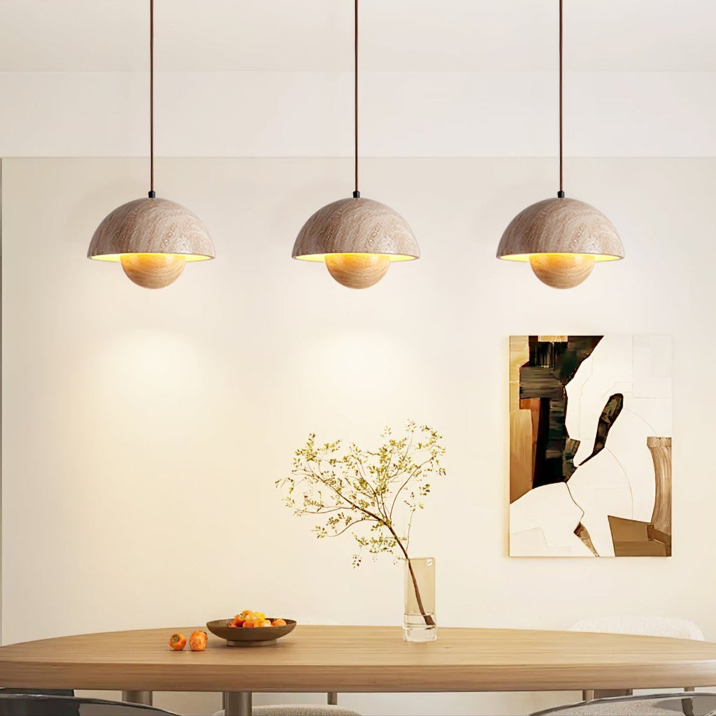 Ersile Suspension en Bois et Travertin - Neutralighting