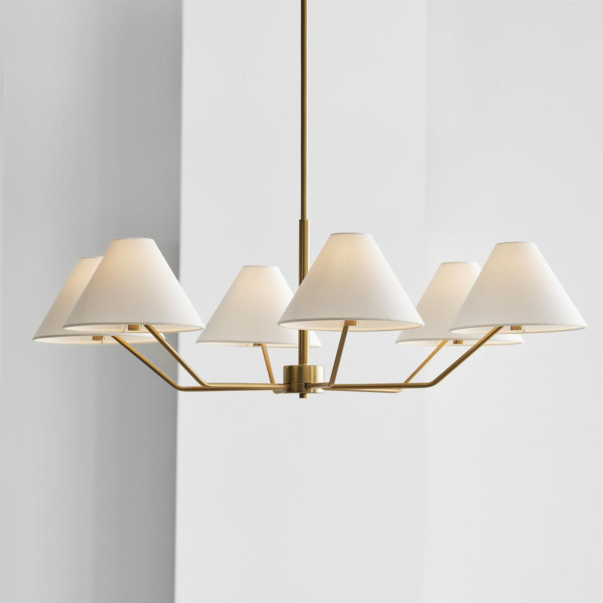 Lustra Chandelier en Laiton Abat-jours en Tissu en Forme de Cône Moderne - Neutralighting