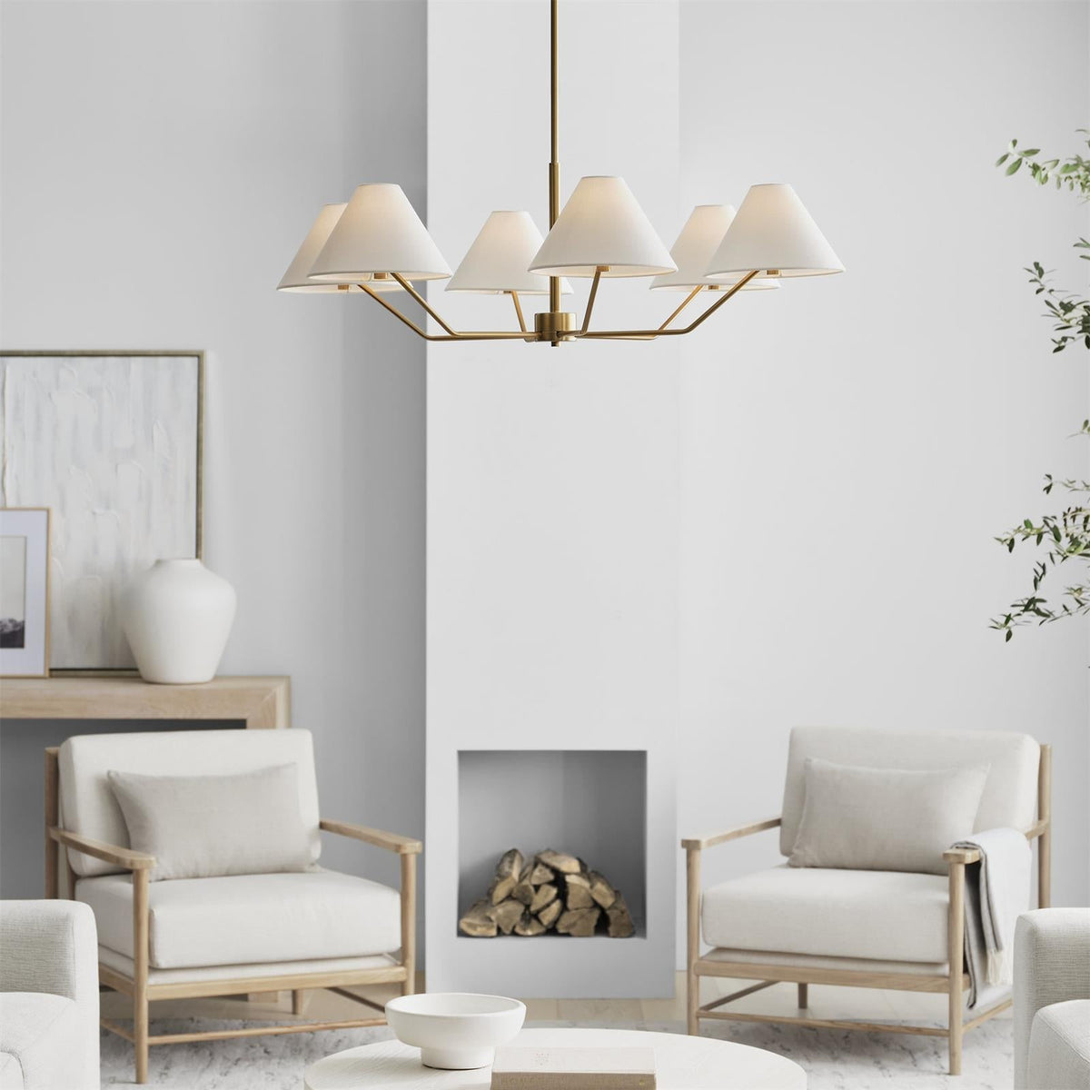 Lustra Chandelier en Laiton Abat-jours en Tissu en Forme de Cône Moderne - Neutralighting