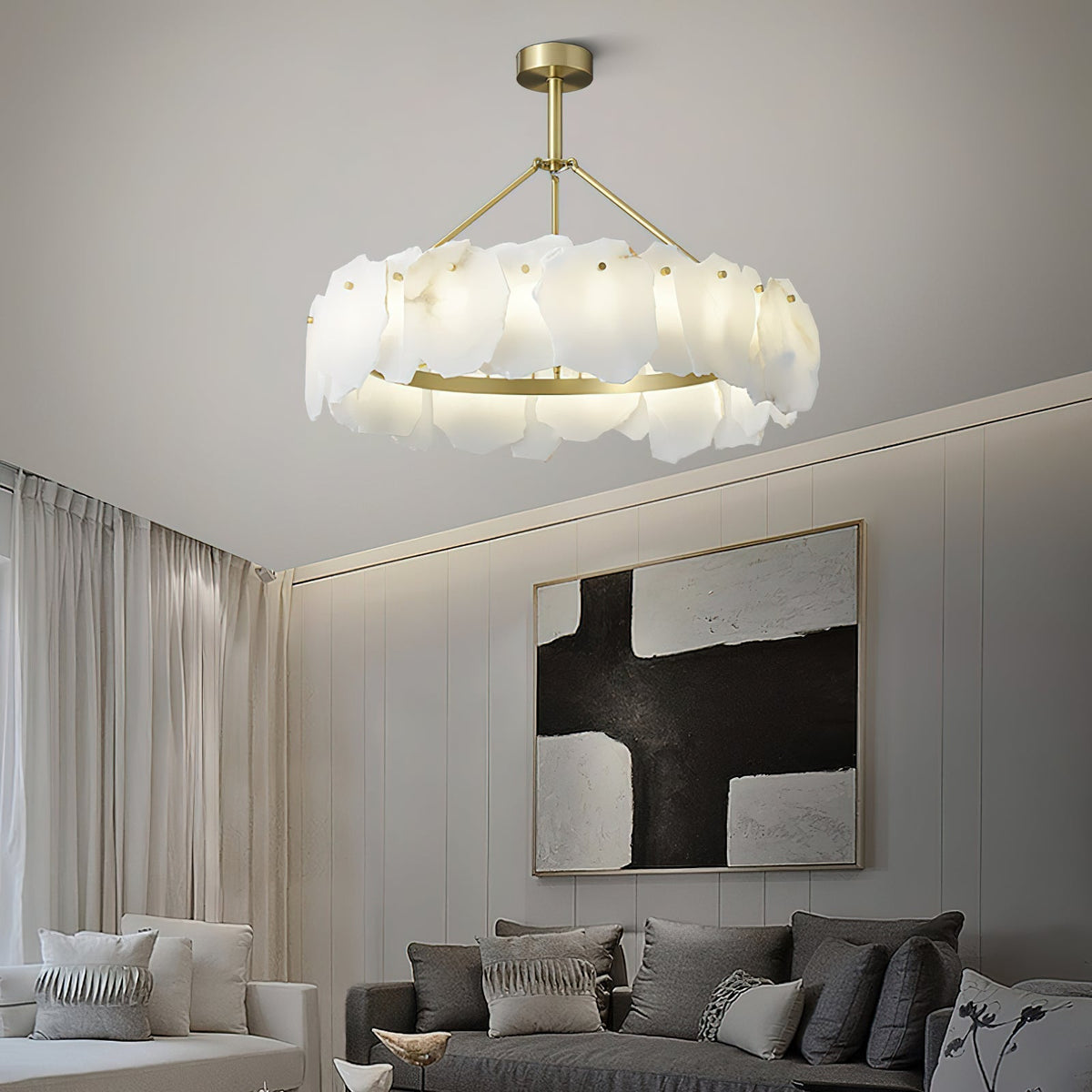 Cryon Lustre en laiton et alabastre Style luxueux postmoderne - Neutralighting
