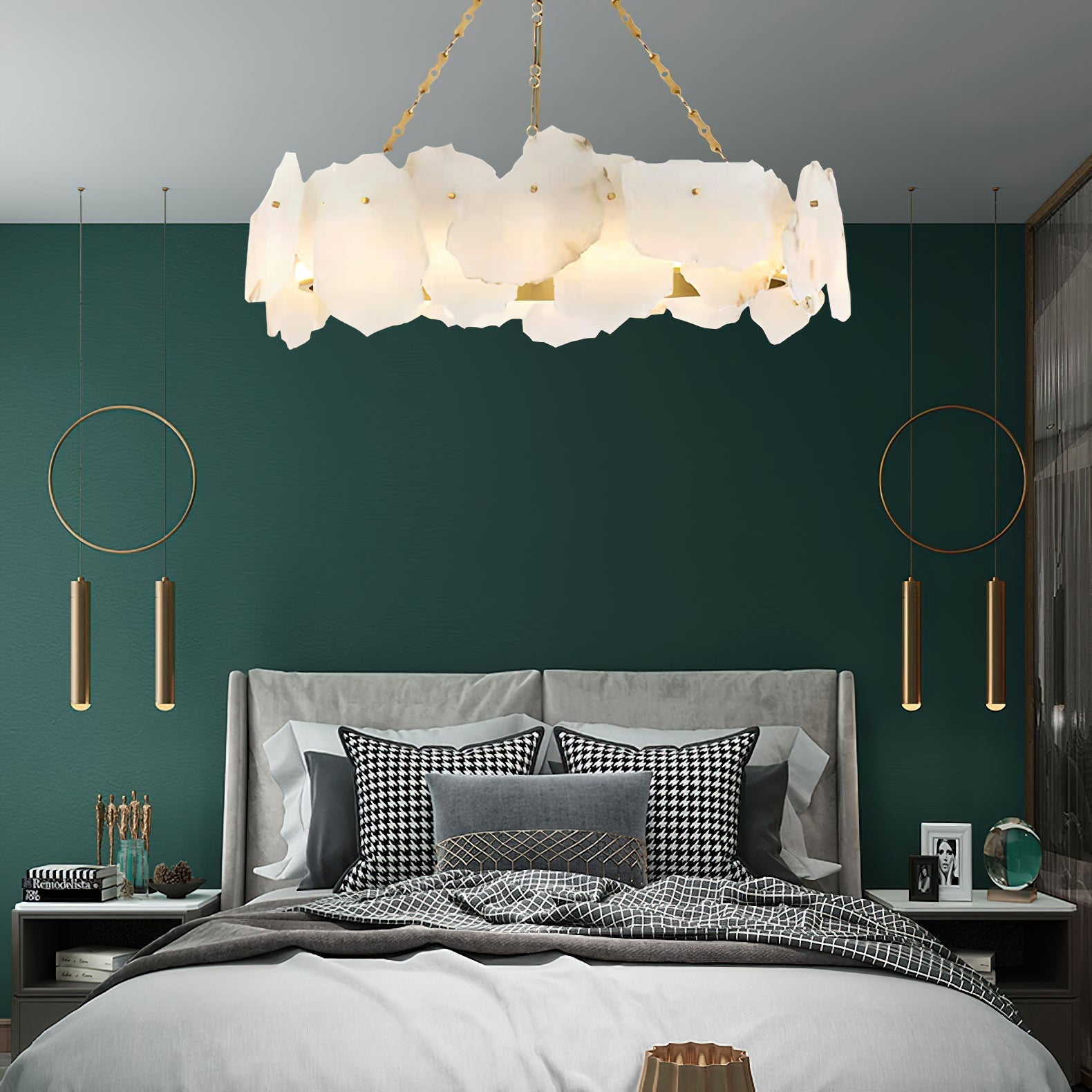 Alora Lustre Rond en Laiton et Marbre Style Luxueux Postmoderne - Neutralighting