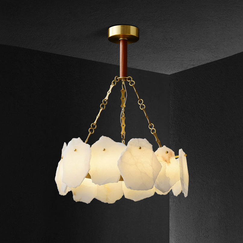 Alora Lustre Rond en Laiton et Marbre Style Luxueux Postmoderne - Neutralighting