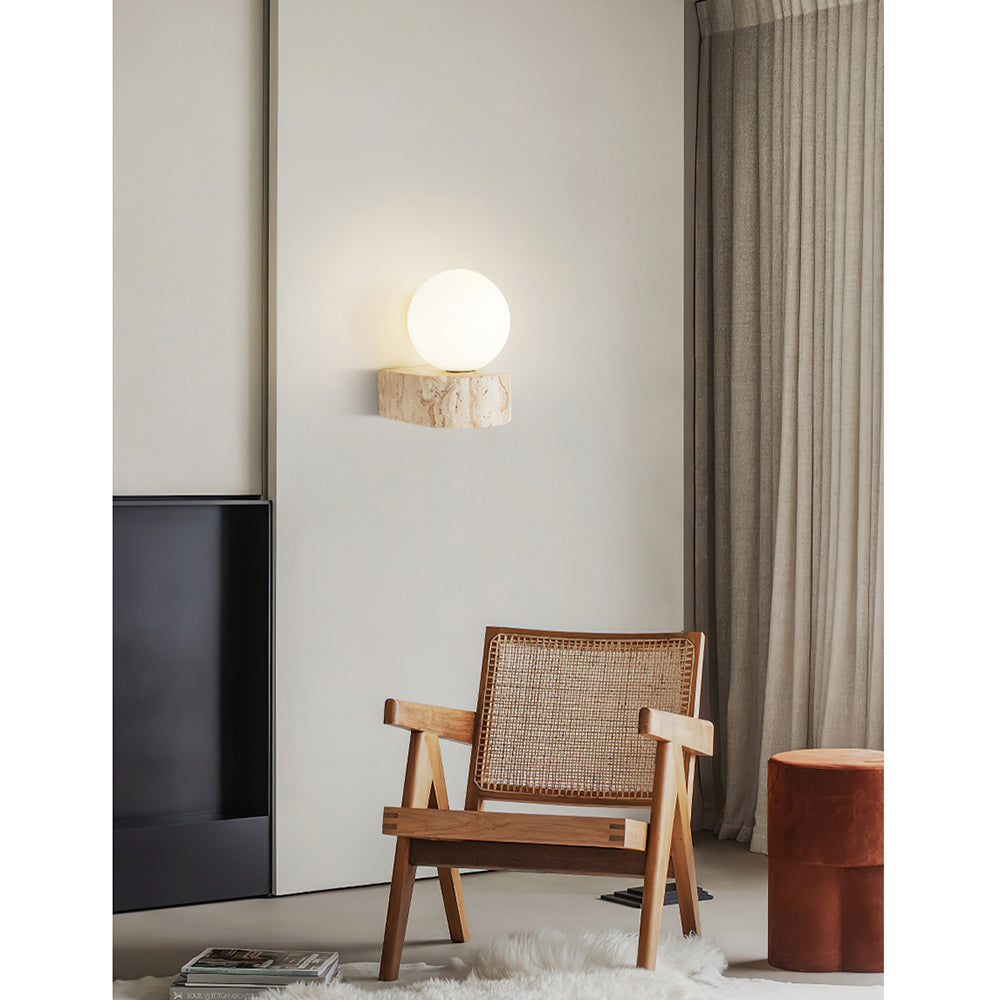 Symph Applique Murale en Travertin et Verre Style Minimaliste Moderne - Neutralighting