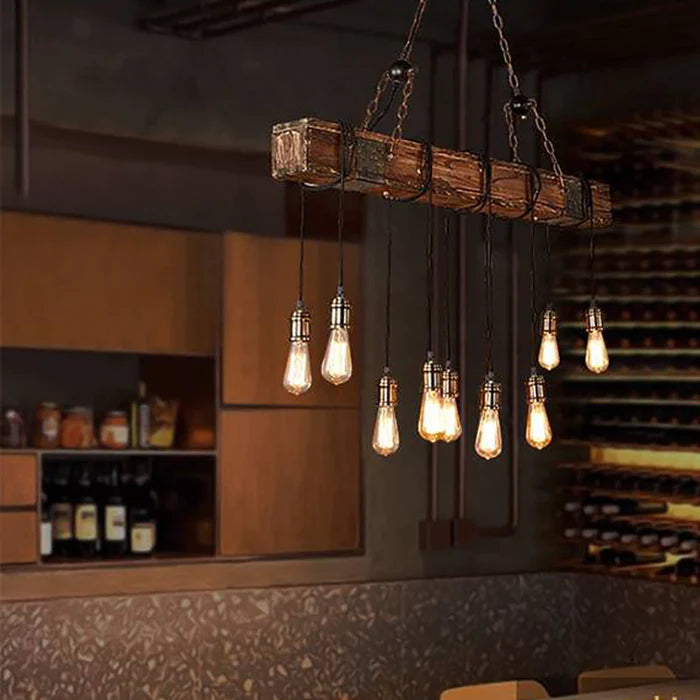 Epoch Vintage LED Lustre Métal/Verre/Bois Salon Chambre à coucher - Neutralighting