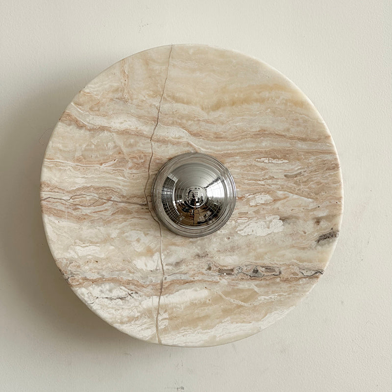 Zeno Applique Murale Ronde en Chrome, Marbre et Métal Style Minimaliste Moderne - Neutralighting