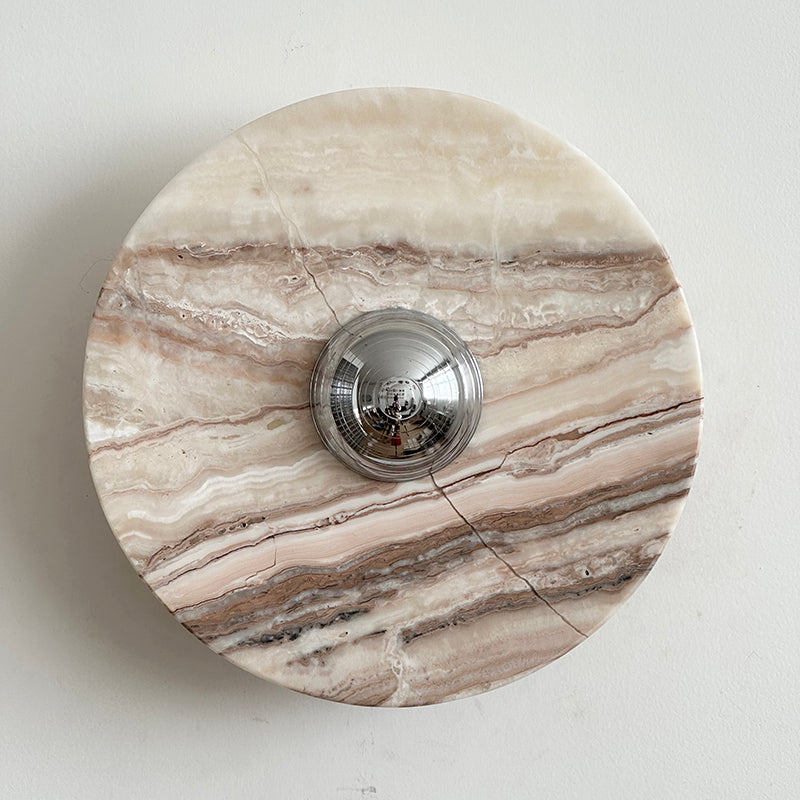 Zeno Applique Murale Ronde en Chrome, Marbre et Métal Style Minimaliste Moderne - Neutralighting