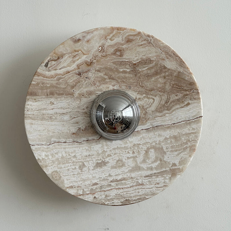 Zeno Applique Murale Ronde en Chrome, Marbre et Métal Style Minimaliste Moderne - Neutralighting