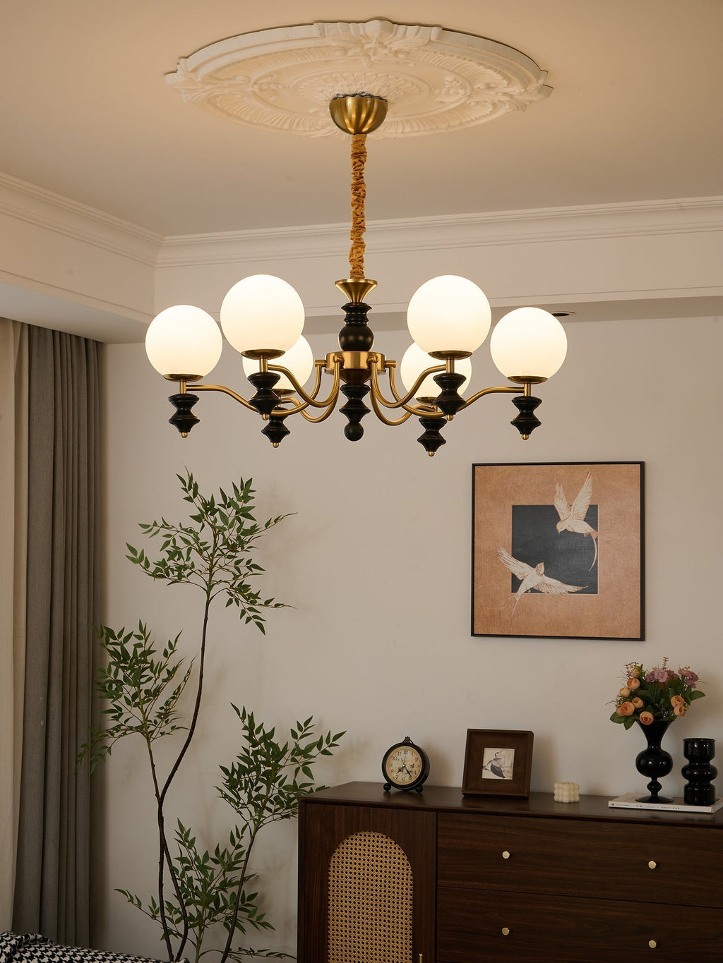 Ordore Chandelier en Bois Vintage Traditionnel - Neutralighting