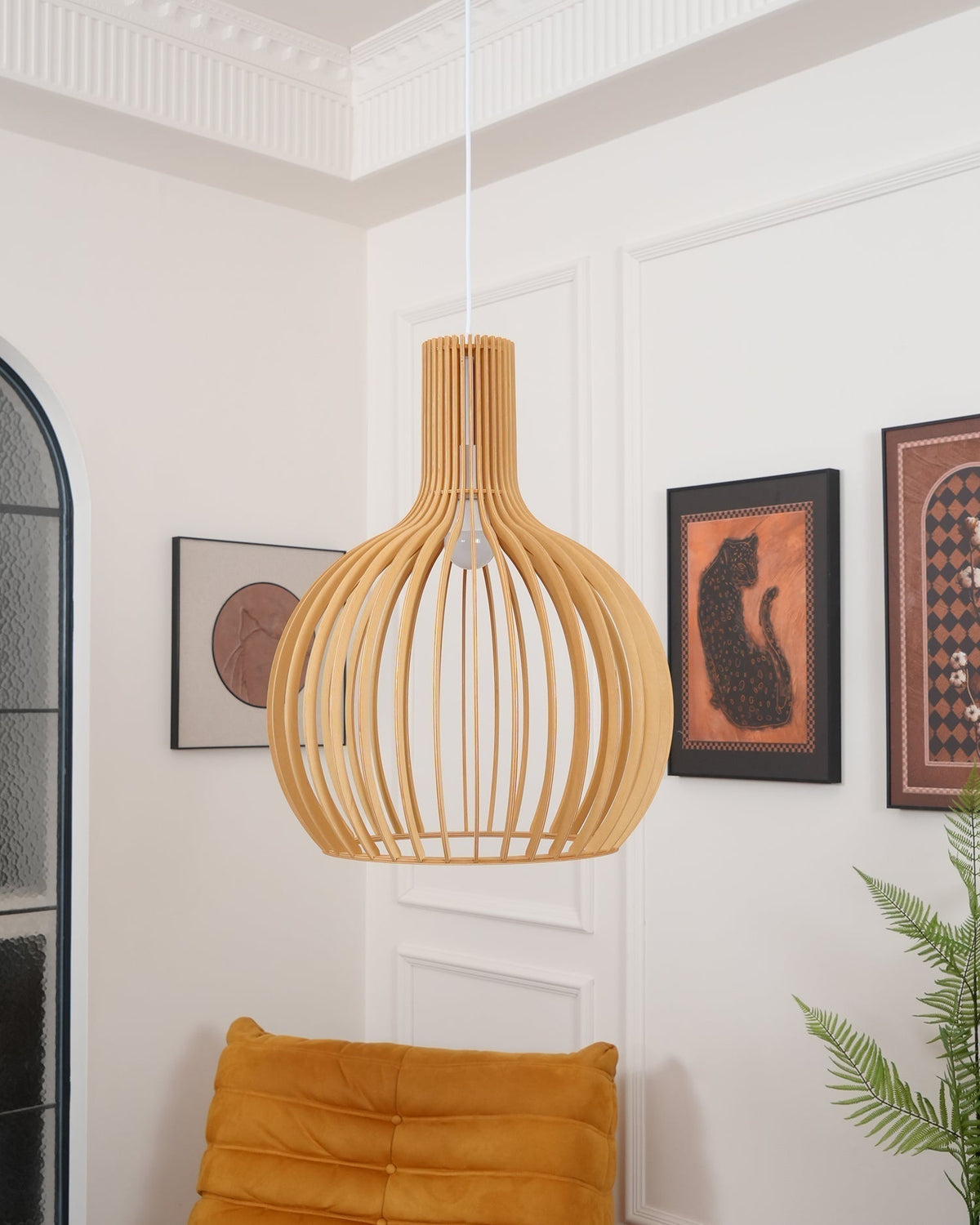 Cage Lampe Suspendue Sculpturale à Cadre Ouvert en Bouleau - Neutralighting