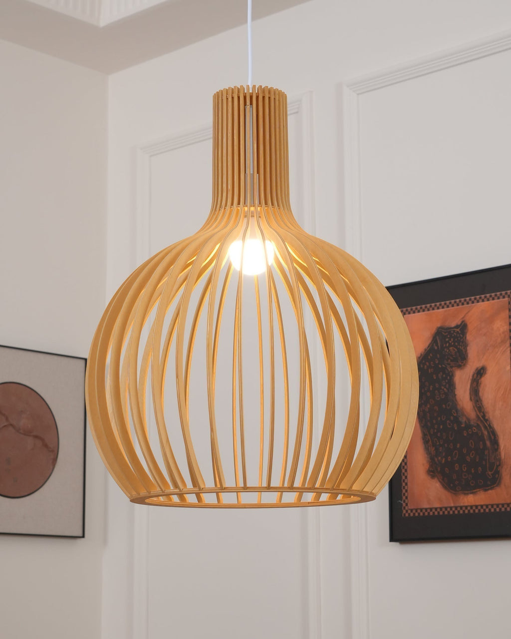 Cage Lampe Suspendue Sculpturale à Cadre Ouvert en Bouleau - Neutralighting