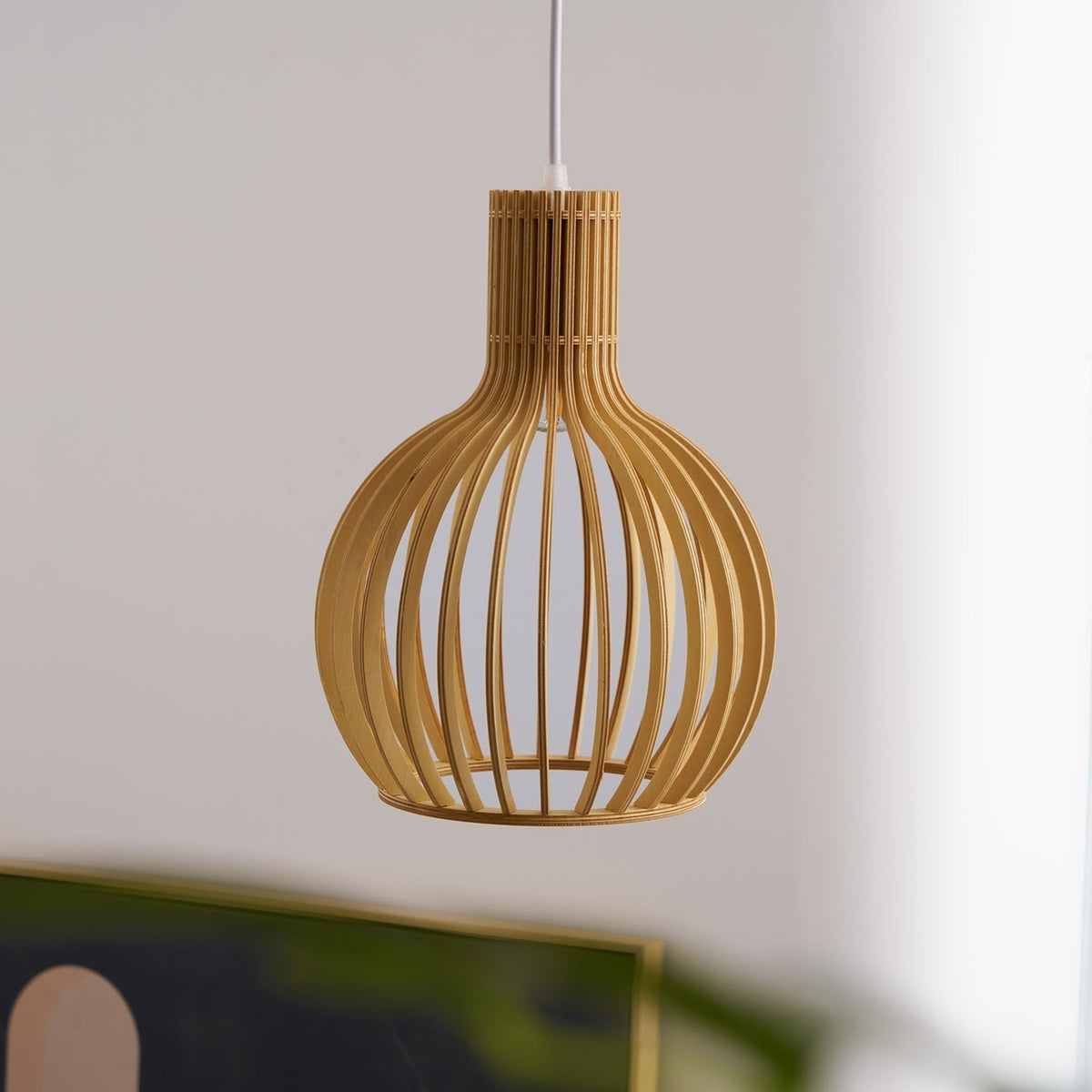 Cage Lampe Suspendue Sculpturale à Cadre Ouvert en Bouleau - Neutralighting